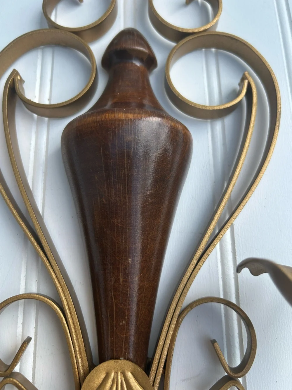 Vintage Sconce Gold Wood Wall Candle Holder Gallery Hollywood Regency 17x11